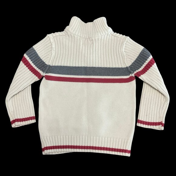 👣 5/$25 - Beige Half Zip Knit Sweater w/ Stripes - Picture 2 of 2